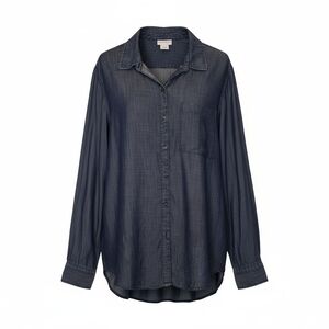 Liz Claiborne Dark Blue Denim Button-Down Shirt – Size XXL